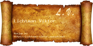 Lichtman Viktor névjegykártya